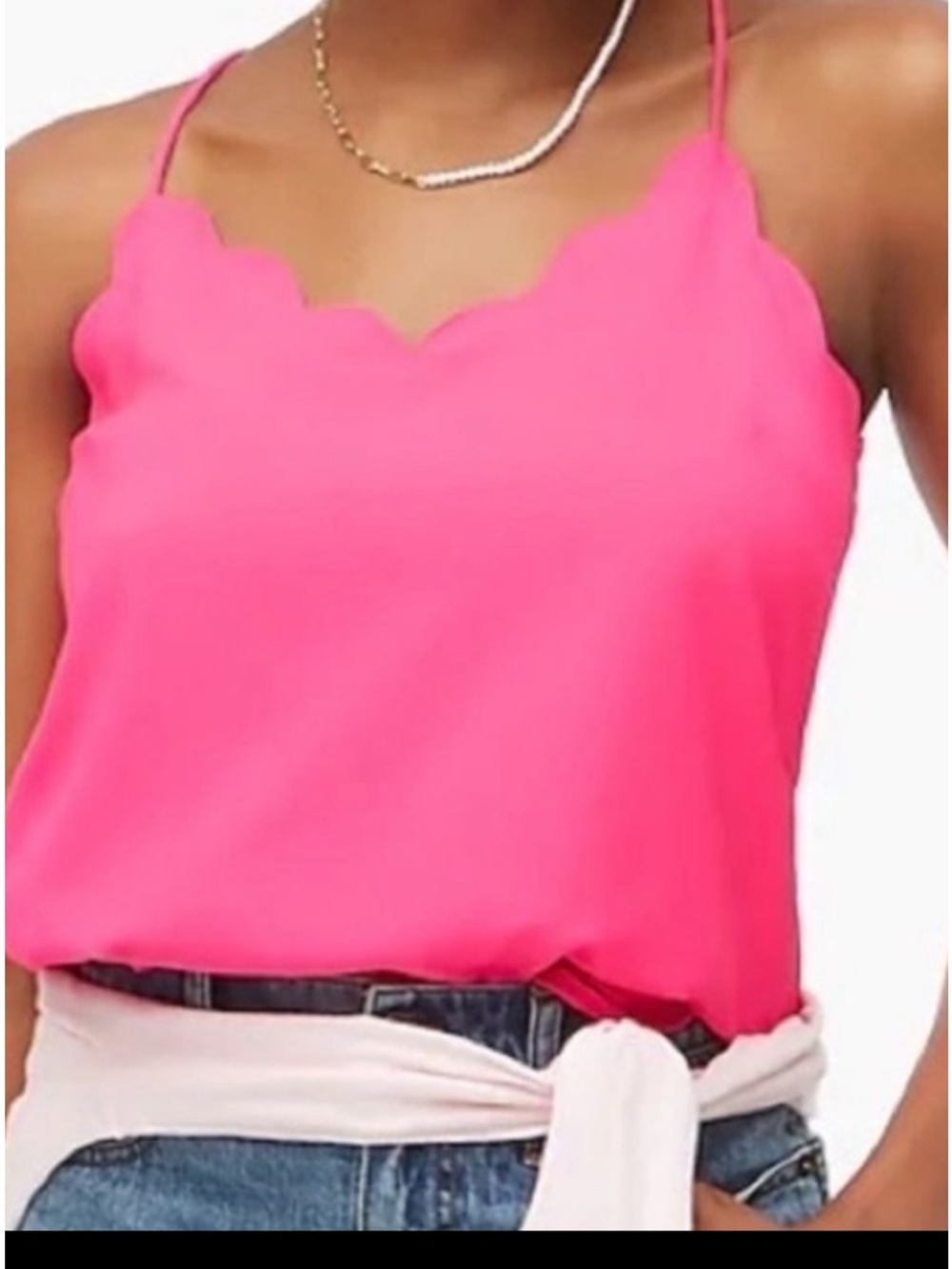 J Crew Scalloped cami top tank pink shirt size 10 work casu business